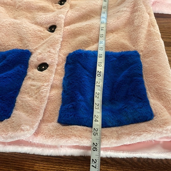 Treasure & Bond girls pink lotus color block faux fur coat jacket plush cozy XL - Picture 11 of 14